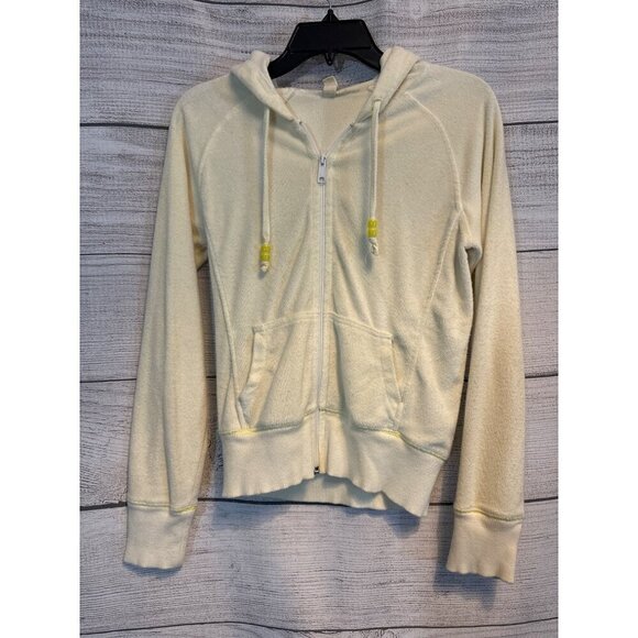Old Navy Pale Yellow Terrycloth  Zip-Up Hoodie Size S - Picture 1 of 3